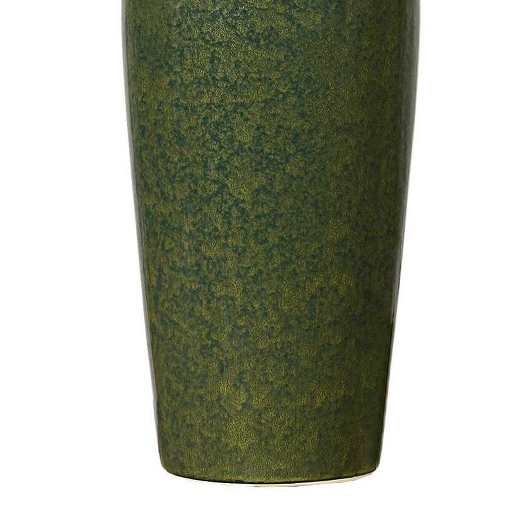 Table Lamp, Beige Linen Shade, Distressed Emerald Green Ceramic 28 Inch - BM346825