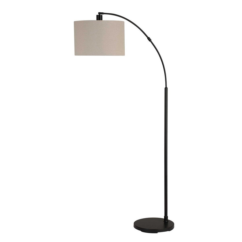 Arc Floor Lamp, Off White Linen Shade, Black Metal Frame, 68 Inch - BM346826