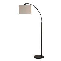 Arc Floor Lamp, Off White Linen Shade, Black Metal Frame, 68 Inch - BM346826