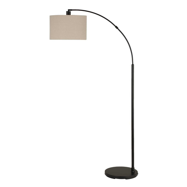 Arc Floor Lamp, Off White Linen Shade, Black Metal Frame, 68 Inch - BM346826