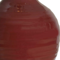 Table Lamp, Round Linen Shade, Ruby Red Textured Round Ceramic, 23 Inch - BM346830