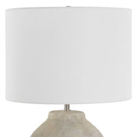 Table Lamp, Earthy Gray Ceramic with Off White Linen Shade, 24 Inch - BM346831