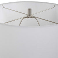 Table Lamp, Earthy Gray Ceramic with Off White Linen Shade, 24 Inch - BM346831