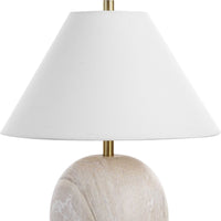 Table Lamp, Water Marble Ceramic and White Linen Shade, 17 Inch - BM346832