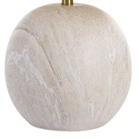 Table Lamp, Water Marble Ceramic and White Linen Shade, 17 Inch - BM346832