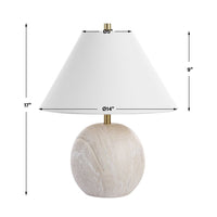Table Lamp, Water Marble Ceramic and White Linen Shade, 17 Inch - BM346832