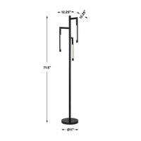 Modern Floor Lamp with Rotating LED Arms and Dimmer, 72 Inch Black - BM346833