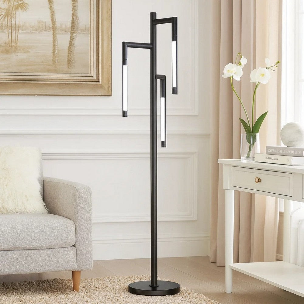 Modern Floor Lamp with Rotating LED Arms and Dimmer, 72 Inch Black - BM346833