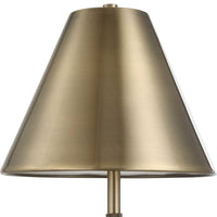 Table Lamp with Antique Brass Metal Body and Tapered Shade, 32 Inch - BM346835