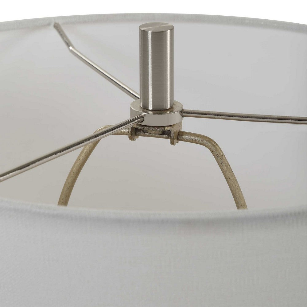 Table Lamp, White Linen Shade, 23 Inch Black and White Ceramic Accent  - BM346836