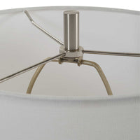 Table Lamp, White Linen Shade, 23 Inch Black and White Ceramic Accent  - BM346836