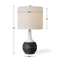 Table Lamp, White Linen Shade, 23 Inch Black and White Ceramic Accent  - BM346836