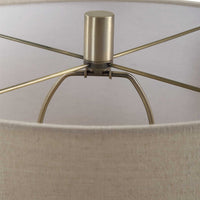 Table Lamp, Moss Green Textured Ceramic and Beige Linen Shade, 23 Inch - BM346839