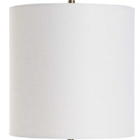 Table Lamp, Crystal Base, White Linen Shade, 32 Inch Antique Brass - BM346841