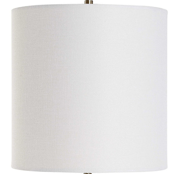 Table Lamp, Crystal Base, White Linen Shade, 32 Inch Antique Brass - BM346841