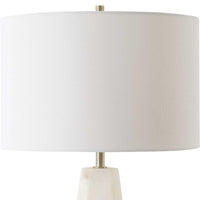 Accent Table Lamp, Cream Marble Base, Off White Linen Shade, 23 Inch - BM346842