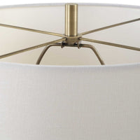 Accent Table Lamp, Cream Marble Base, Off White Linen Shade, 23 Inch - BM346842