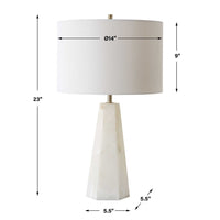 Accent Table Lamp, Cream Marble Base, Off White Linen Shade, 23 Inch - BM346842