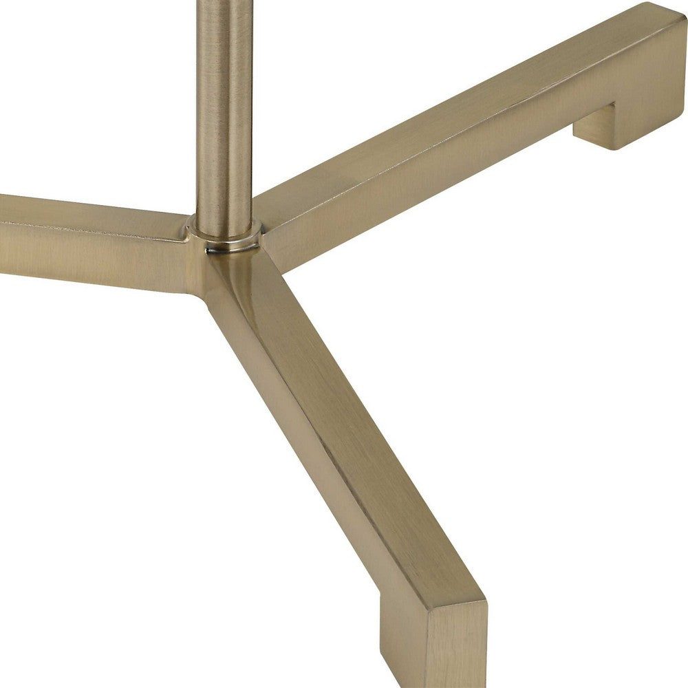 Floor Lamp, Off White Linen Shade, Antique Brass Metal Pole, 64 Inch - BM346843