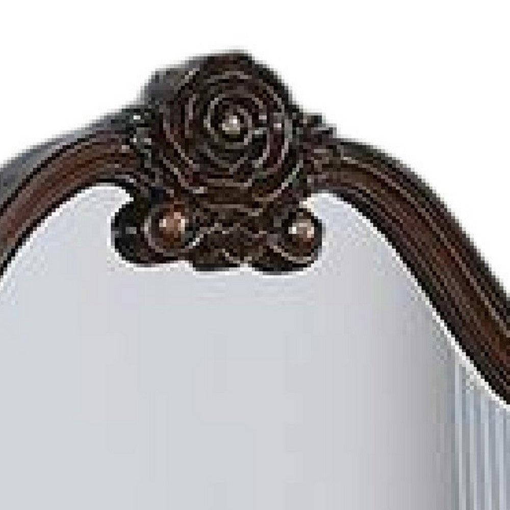 Ventra Dresser Mirror, 51 Inch Classic Arched Cherry Brown Solid Wood - BM346946