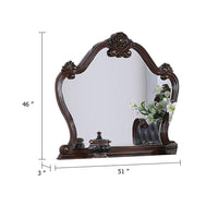 Ventra Dresser Mirror, 51 Inch Classic Arched Cherry Brown Solid Wood - BM346946