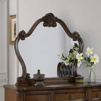 Ventra Dresser Mirror, 51 Inch Classic Arched Cherry Brown Solid Wood - BM346946