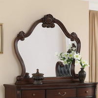 Ventra Dresser Mirror, 51 Inch Classic Arched Cherry Brown Solid Wood - BM346946