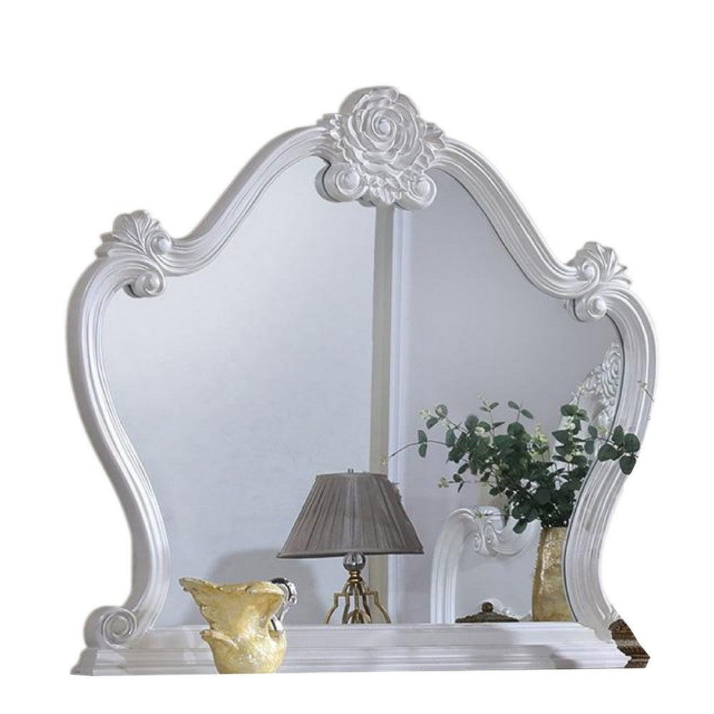Ventra Dresser Mirror, 51 Inch, Classic Arched Design White Solid Wood - BM346951