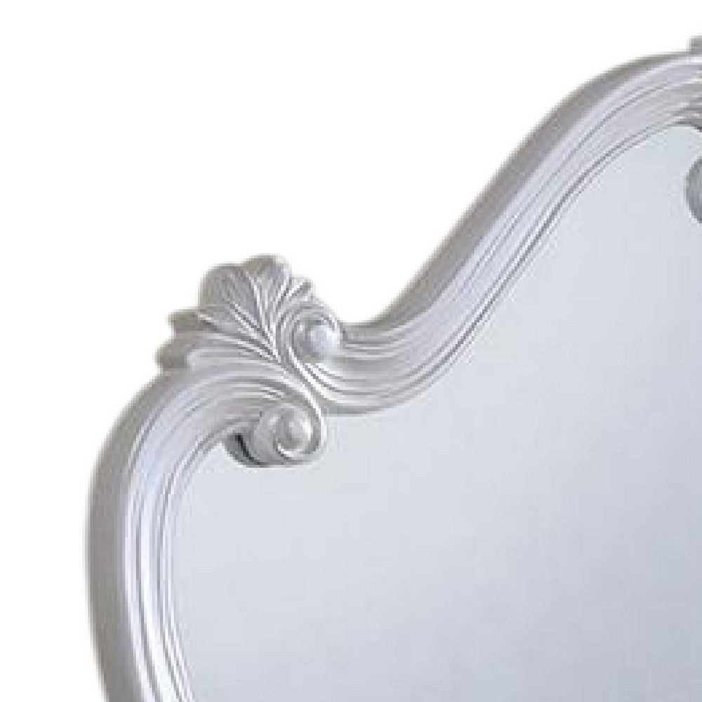 Ventra Dresser Mirror, 51 Inch, Classic Arched Design White Solid Wood - BM346951