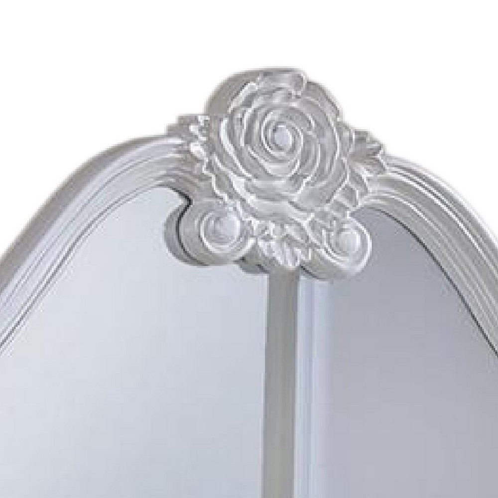 Ventra Dresser Mirror, 51 Inch, Classic Arched Design White Solid Wood - BM346951