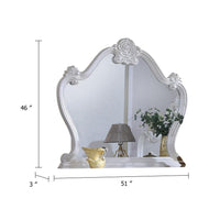 Ventra Dresser Mirror, 51 Inch, Classic Arched Design White Solid Wood - BM346951