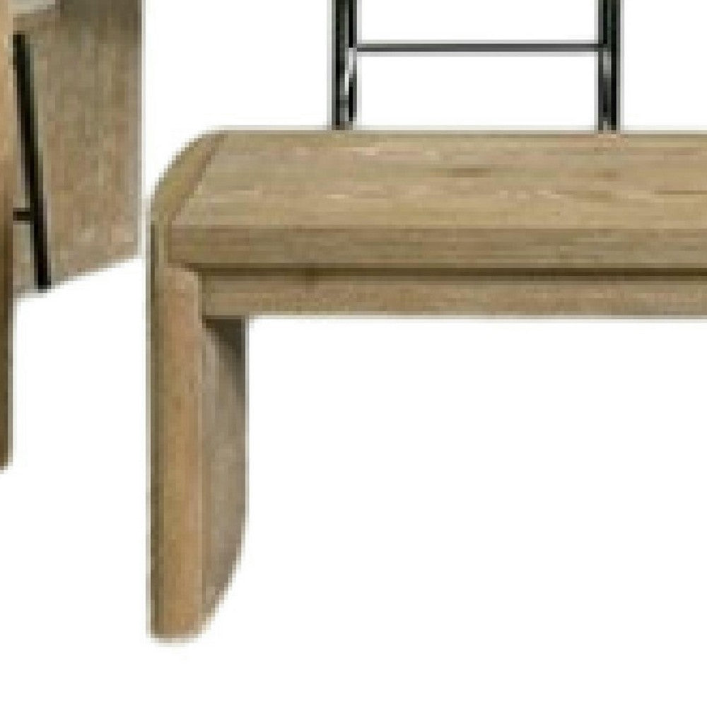 7pc Extendable Dining Table Set, 6 Beige Chairs, Solid Wood Oak Brown - BM346973