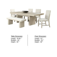 Hagy 7pc Dining Set, Extendable Table, 6 White Chairs, Natural Beige - BM346982