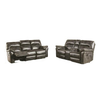 Josy 2pc Manual Reclining Sofa and Loveseat Set, Dark Gray Faux Leather - BM347018