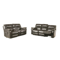 Josy 2pc Manual Reclining Sofa and Loveseat Set, Dark Gray Faux Leather - BM347018