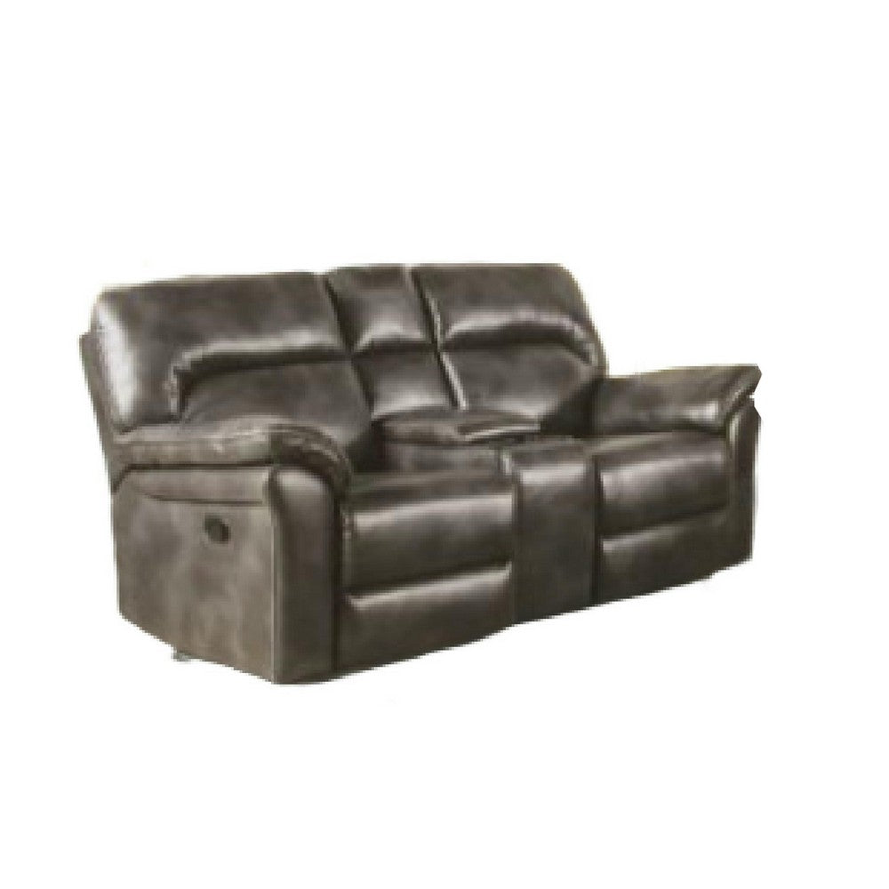 Josy 2pc Manual Reclining Sofa and Loveseat Set, Dark Gray Faux Leather - BM347018