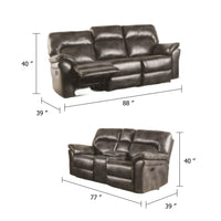 Josy 2pc Manual Reclining Sofa and Loveseat Set, Dark Gray Faux Leather - BM347018