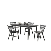 Baylee 7pc Dining Table Set with 6 Farmhouse Chairs, Black Wood - BM347021