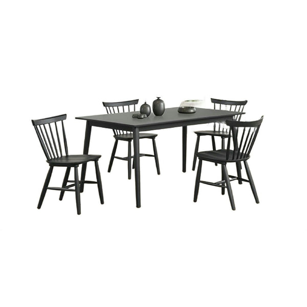 Baylee 7pc Dining Table Set with 6 Farmhouse Chairs, Black Wood - BM347021