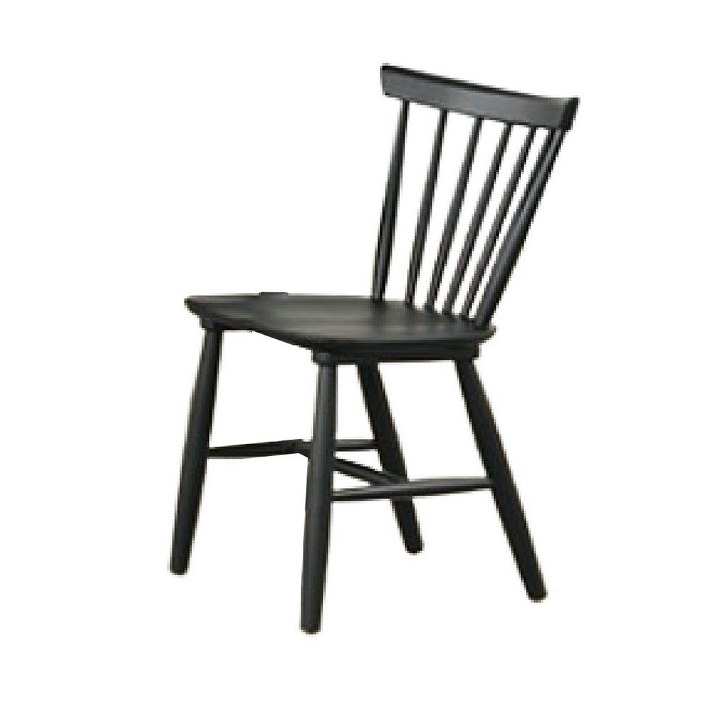 Baylee 7pc Dining Table Set with 6 Farmhouse Chairs, Black Wood - BM347021