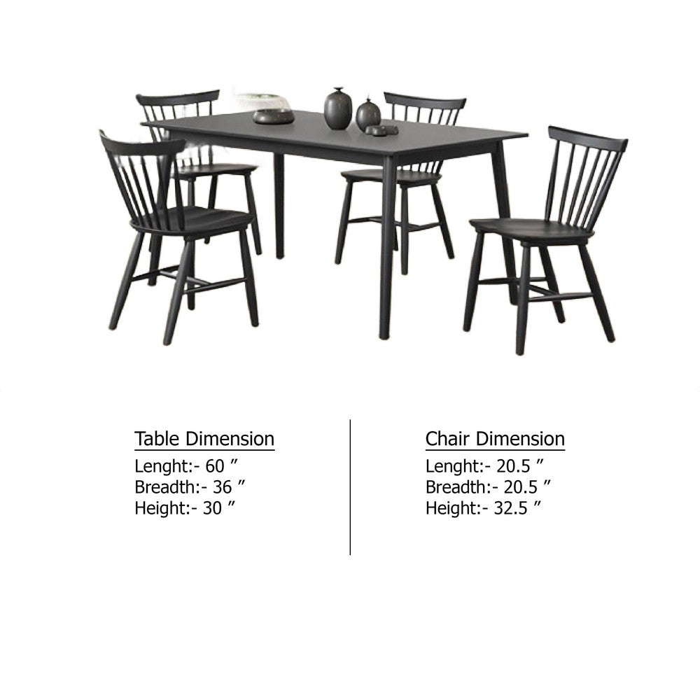 Baylee 7pc Dining Table Set with 6 Farmhouse Chairs, Black Wood - BM347021