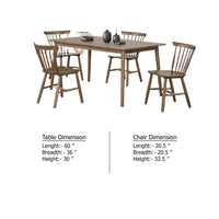 Baylee 7pc Dining Table Set with 6 Farmhouse Chairs, Walnut Brown Wood - BM347022