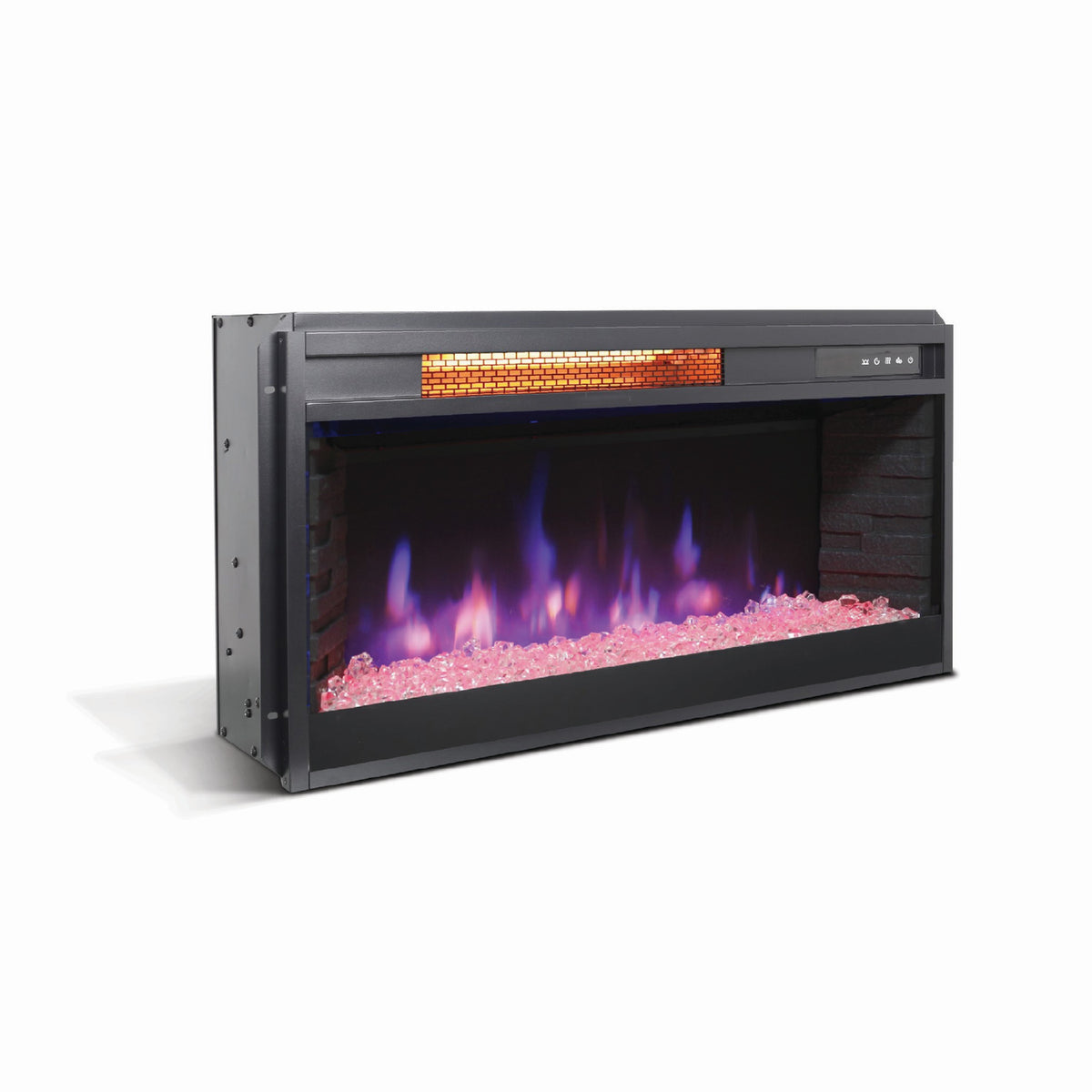 Nex 29 Inch Electric Crystal Fireplace Insert w Remote Control White Stones