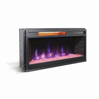 Nex 29 Inch Electric Crystal Fireplace Insert w Remote Control White Stones