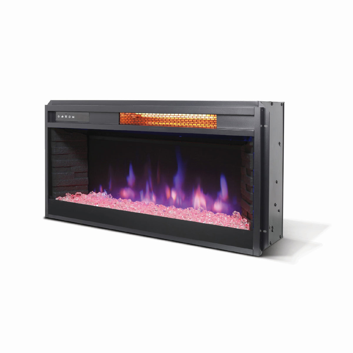 Nex 29 Inch Electric Crystal Fireplace Insert w Remote Control White Stones