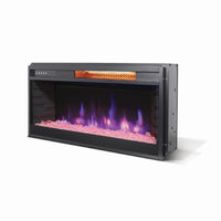 Nex 29 Inch Electric Crystal Fireplace Insert w Remote Control White Stones