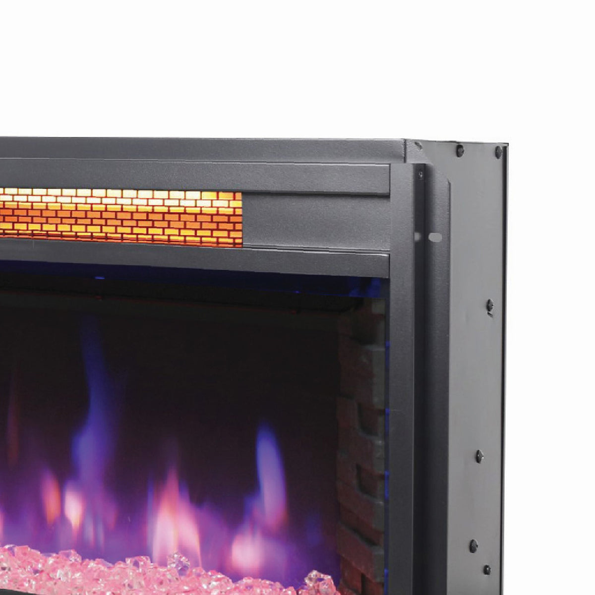 Nex 29 Inch Electric Crystal Fireplace Insert w Remote Control White Stones