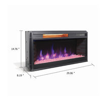 Nex 29 Inch Electric Crystal Fireplace Insert w Remote Control White Stones