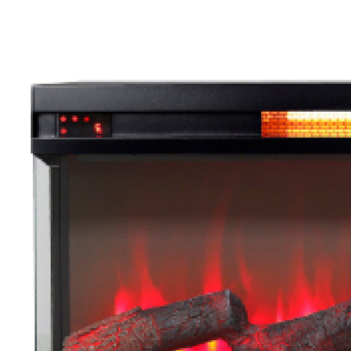 Jena 36 Inch Electric Log Fireplace Insert w 3 Glass Sides, Multi Color Flame
