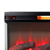 Jena 36 Inch Electric Log Fireplace Insert w 3 Glass Sides, Multi Color Flame
